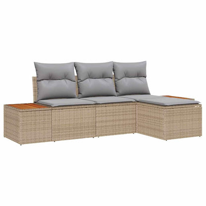Set Divano da Giardino con cuscino 4 pcs Beige e Grigio Chiaro