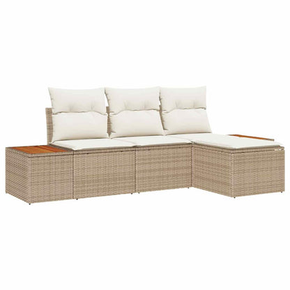 Set Divano da Giardino con cuscino 4 pcs Beige e Crema