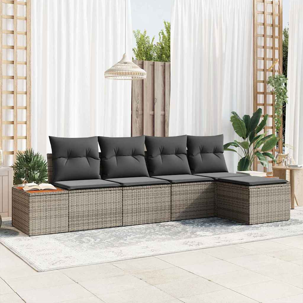 Set Divano da Giardino con cuscino 6 pcs Grigio polyrattan
