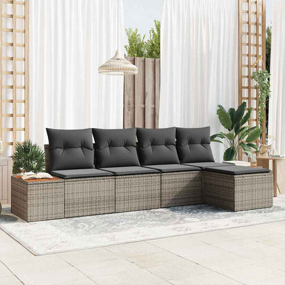 Set Divano da Giardino con cuscino 6 pcs Grigio polyrattan