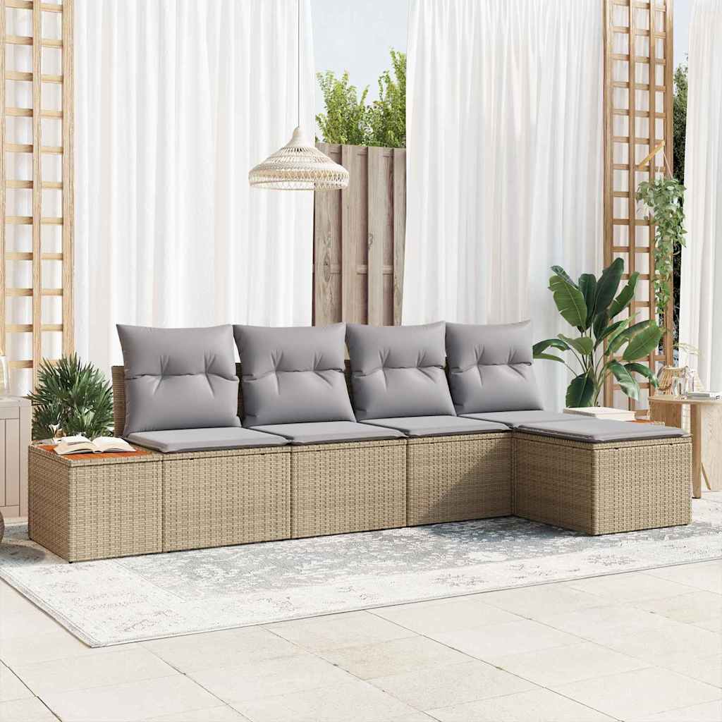 Set Divano da Giardino 6 pcs Beige e grigio chiaro polyrattan