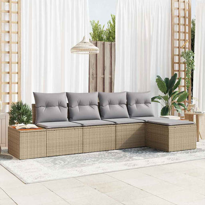 Set Divano da Giardino 6 pcs Beige e grigio chiaro polyrattan