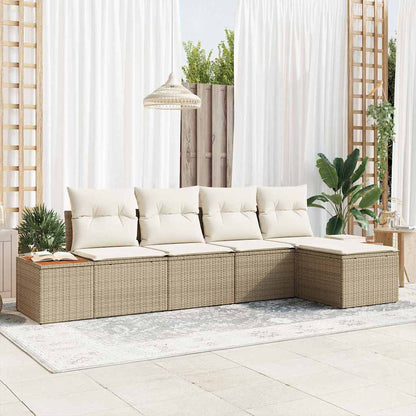 Set Divano da Giardino 6 pcs Beige e Crema polyrattan
