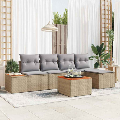 Set Divano da Giardino 6 pcs Beige e grigio chiaro polyrattan