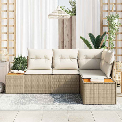 Set Divano da Giardino 4 pcs Beige e Crema polyrattan
