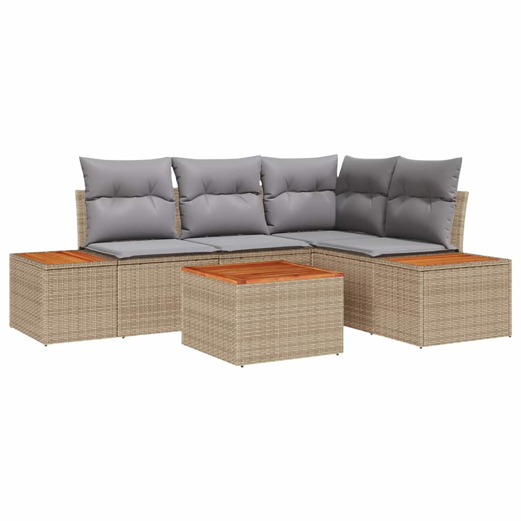 Set Divano da Giardino 4 pcs Beige e Grigio Chiaro polyrattan