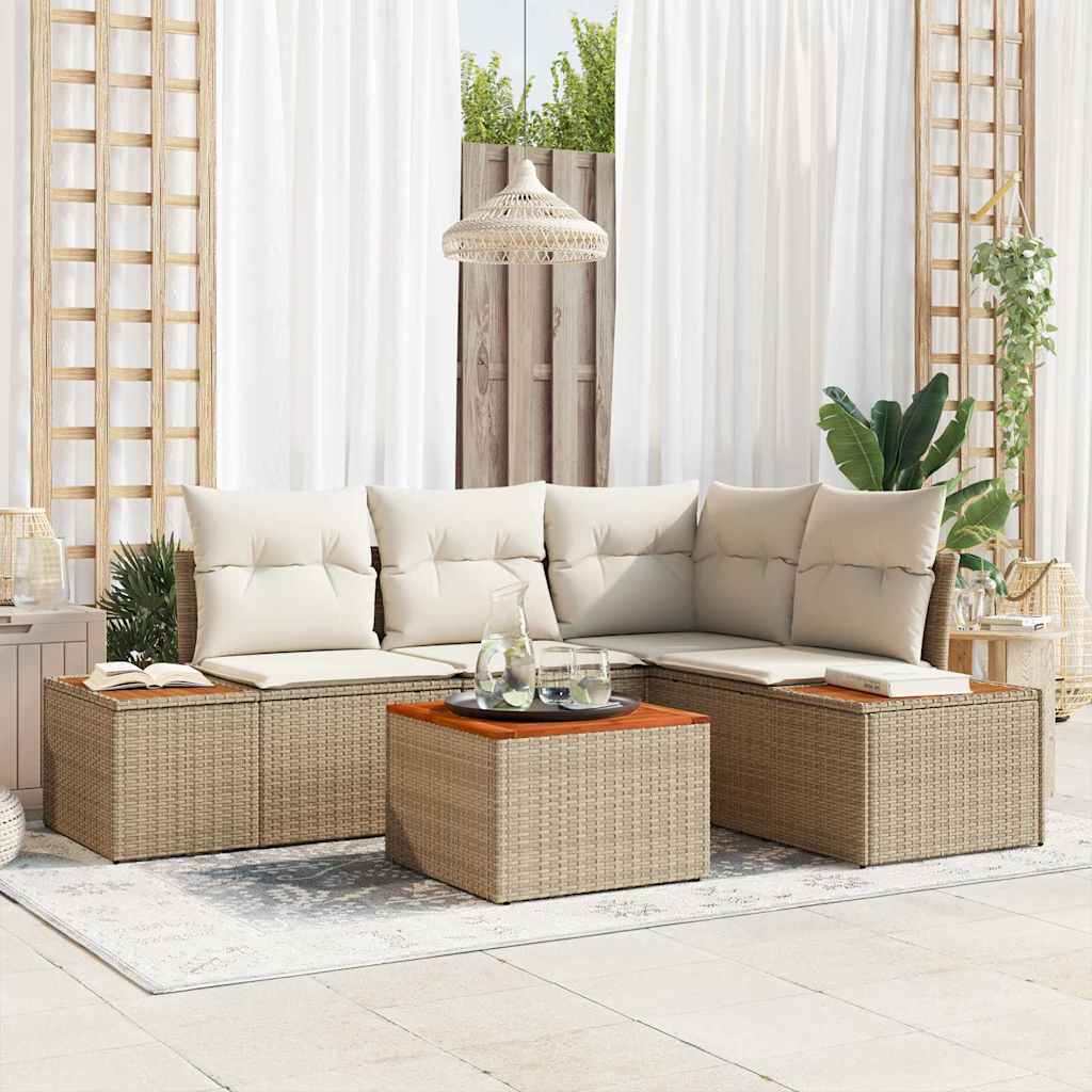 Set Divano da Giardino 4 pcs Beige e Crema polyrattan