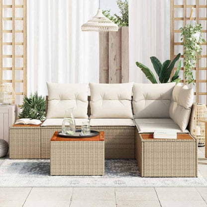 Set Divano da Giardino 4 pcs Beige e Crema polyrattan