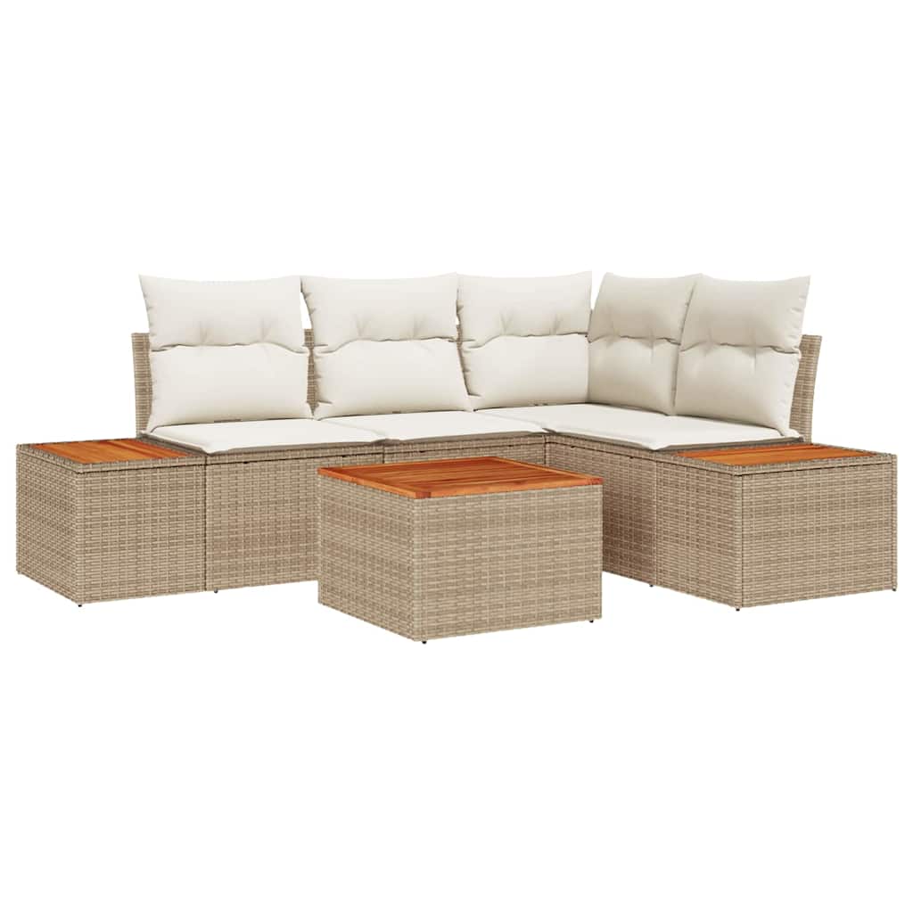 Set Divano da Giardino 4 pcs Beige e Crema polyrattan
