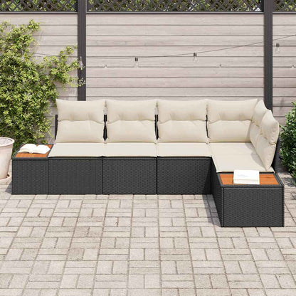 Set Divano da Giardino 5 pcs Nero e crema Poly Rattan