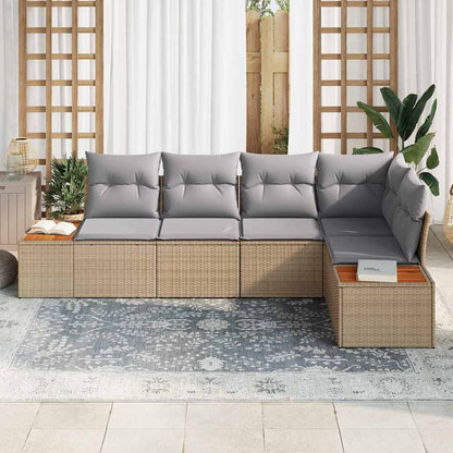 Set Divano da Giardino 5 pcs beige e grigio chiaro Poly Rattan