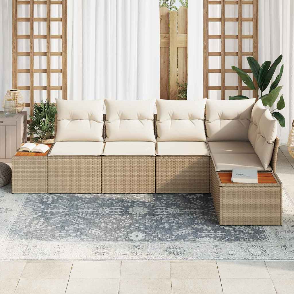 Set Divano da Giardino 5 pcs beige e panna Poly Rattan