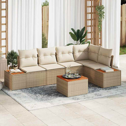 Set Divano da Giardino 6 pcs beige e panna Poly Rattan