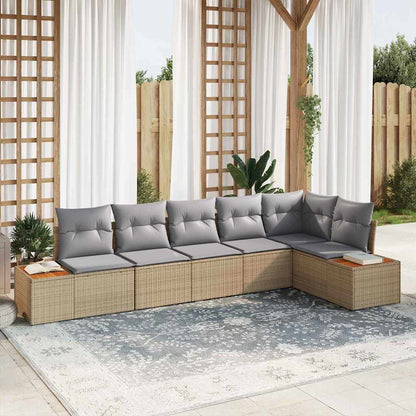 Set Divano da Giardino 6 pcs Beige e grigio chiaro polyrattan