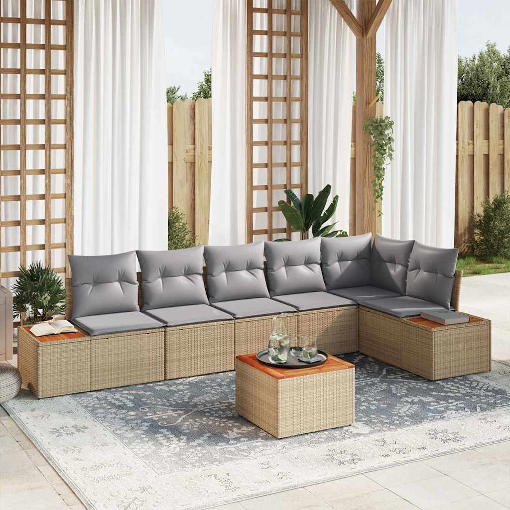 Set Divano da Giardino 6 pcs Beige e grigio chiaro polyrattan