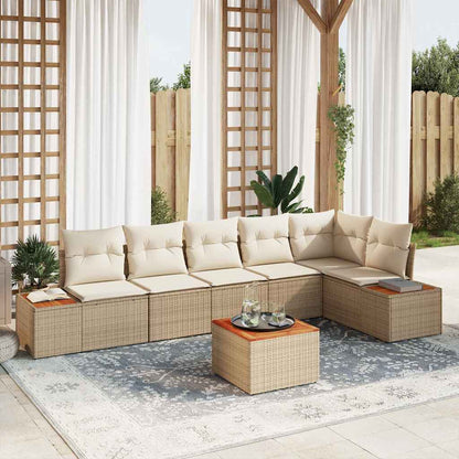 Set Divano da Giardino 6 pcs Beige e Crema polyrattan