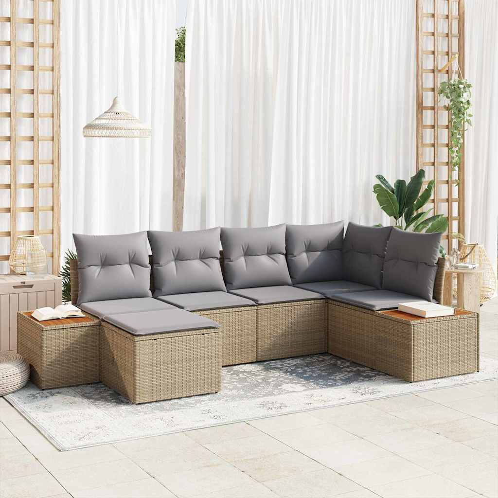Set Divano da Giardino 7 pcs Beige e grigio chiaro polyrattan