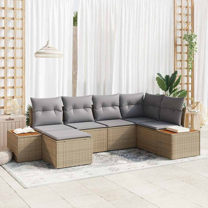 Set Divano da Giardino 7 pcs Beige e grigio chiaro polyrattan