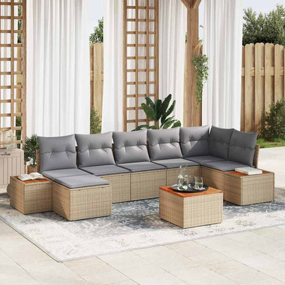Set Divano da Giardino 8 pcs Beige e Grigio Chiaro polyrattan