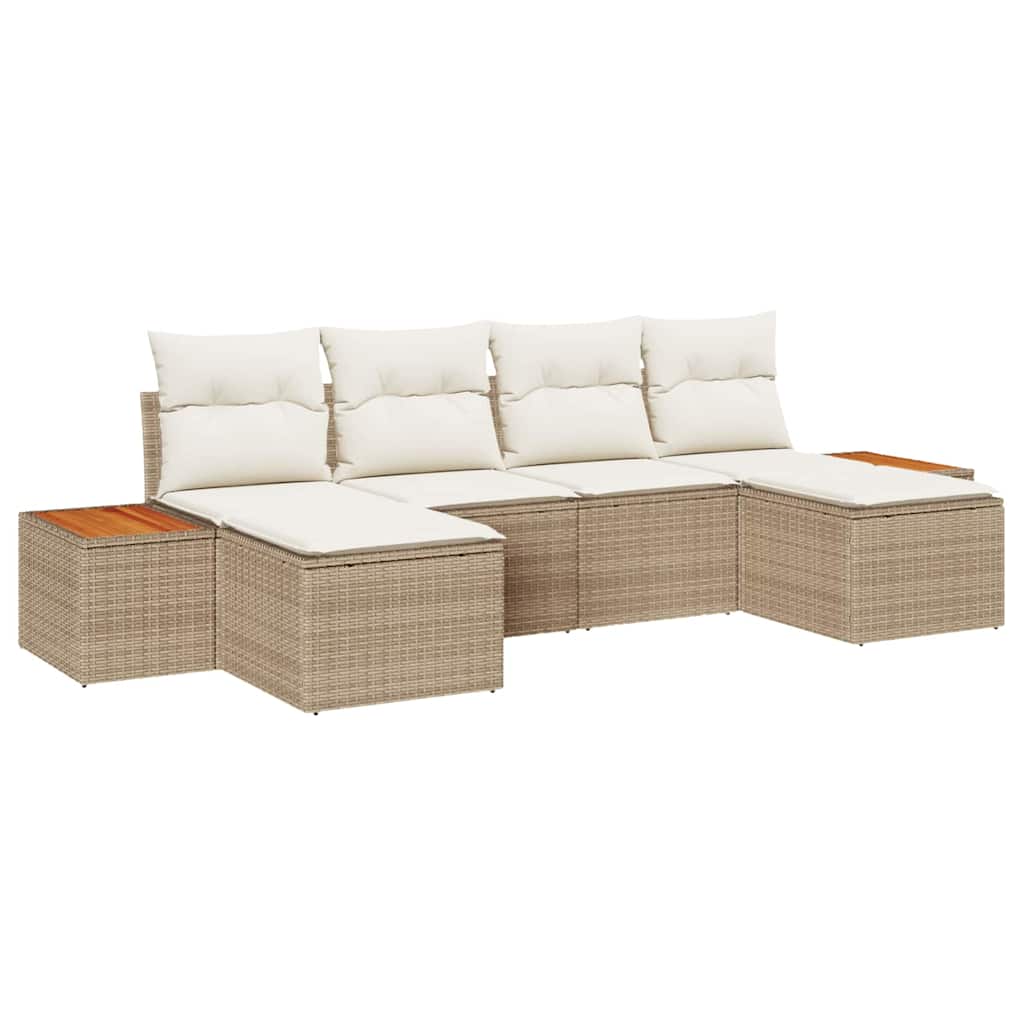 Set Divano da Giardino con cuscino 6 pcs Beige e Crema