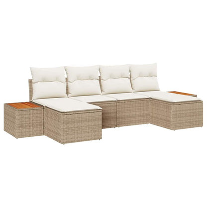 Set Divano da Giardino con cuscino 6 pcs Beige e Crema