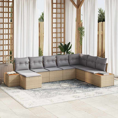 Set Divano da Giardino 9 pcs beige e grigio chiaro polyrattan