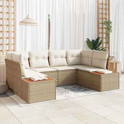 Set Divano da Giardino 6 pcs Beige e Crema polyrattan