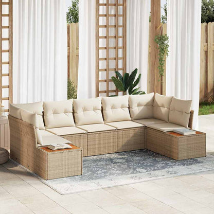 Set Divano da Giardino 7 pcs Beige e Crema polyrattan