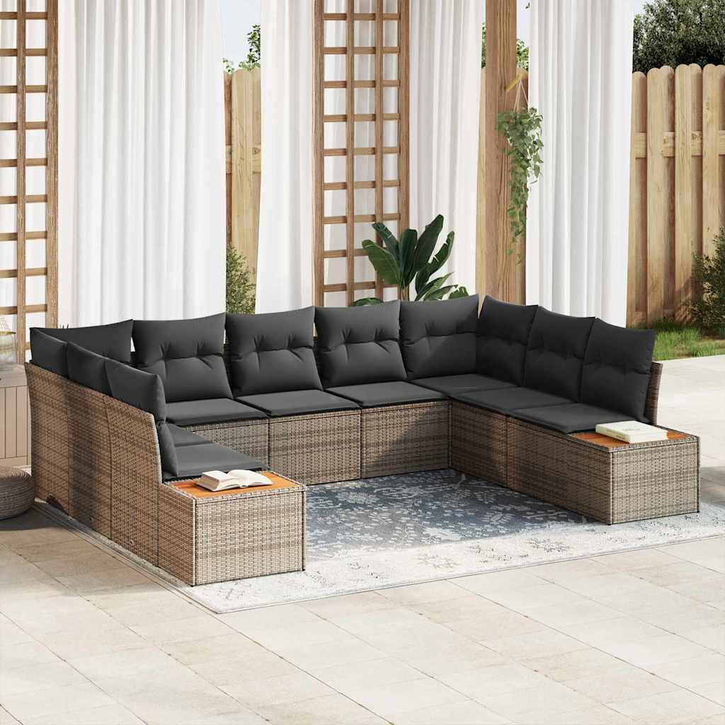 Set Divano da Giardino con cuscino 5 pcs Grigio polyrattan