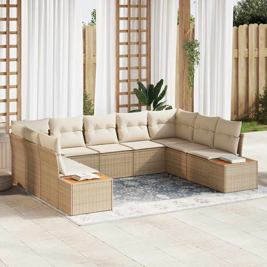 Set Divano da Giardino 5 pcs Beige e Crema polyrattan
