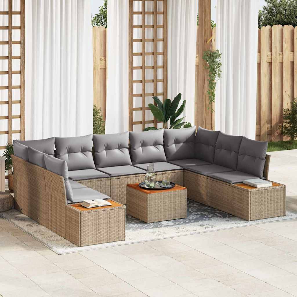Set Divano da Giardino 5 pcs Beige e grigio chiaro polyrattan