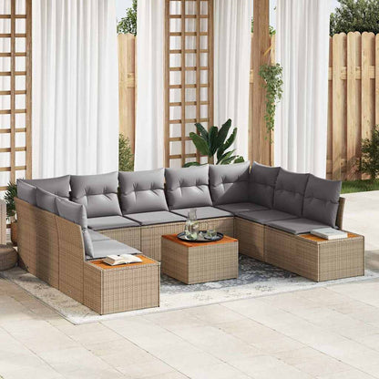 Set Divano da Giardino 5 pcs Beige e grigio chiaro polyrattan