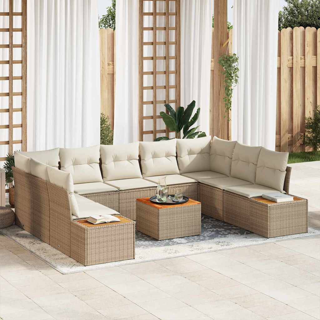 Set Divano da Giardino 5 pcs Beige e Crema polyrattan