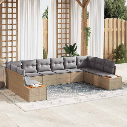 Set Divano da Giardino 10 pcs beige e grigio chiaro polyrattan