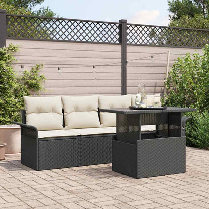 Set Divano da Giardino 5 pcs Nero Rattan in Polipropilene