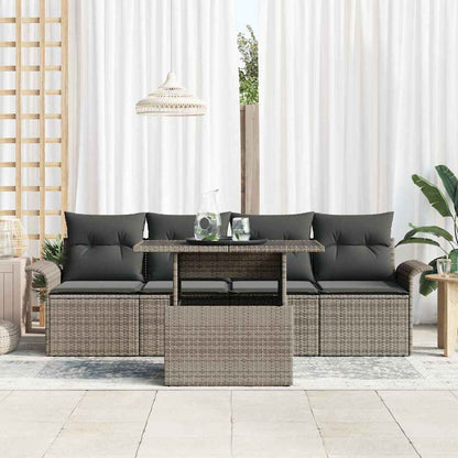 Set Divano da Giardino 5 pcs Grigio Rattan in Polipropilene
