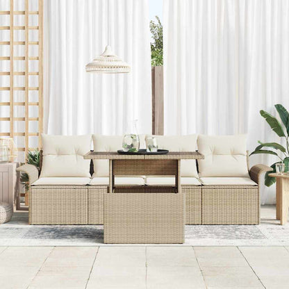 Set Divano da Giardino 5 pcs Beige Rattan in Polipropilene