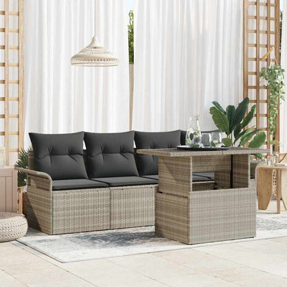 Set Divano da Giardino con cuscino 5 pcs Grigio chiaro