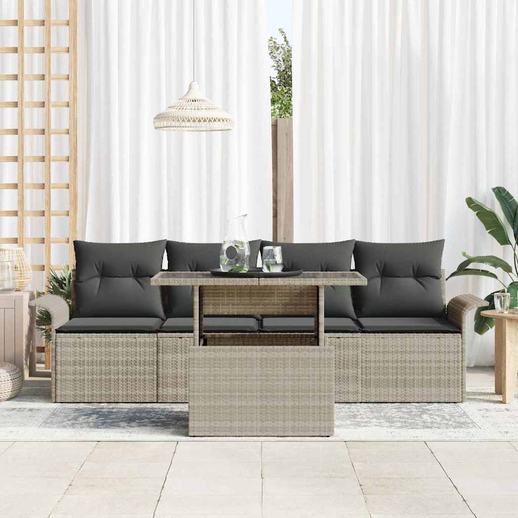 Set Divano da Giardino con cuscino 5 pcs Grigio chiaro
