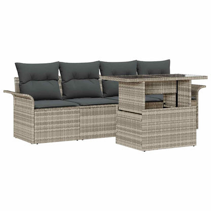 Set Divano da Giardino con cuscino 5 pcs Grigio chiaro