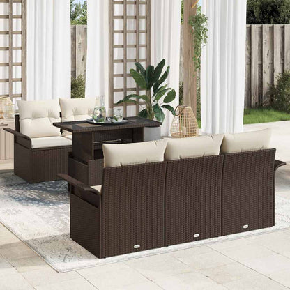 Set Divano da Giardino 6 pcs Marrone Rattan in Polipropilene