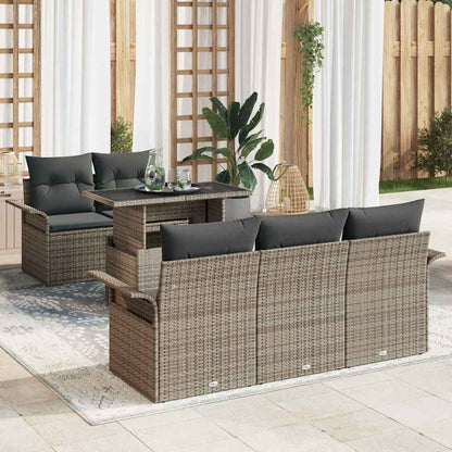 Set Divano da Giardino 6 pcs Grigio Rattan in Polipropilene