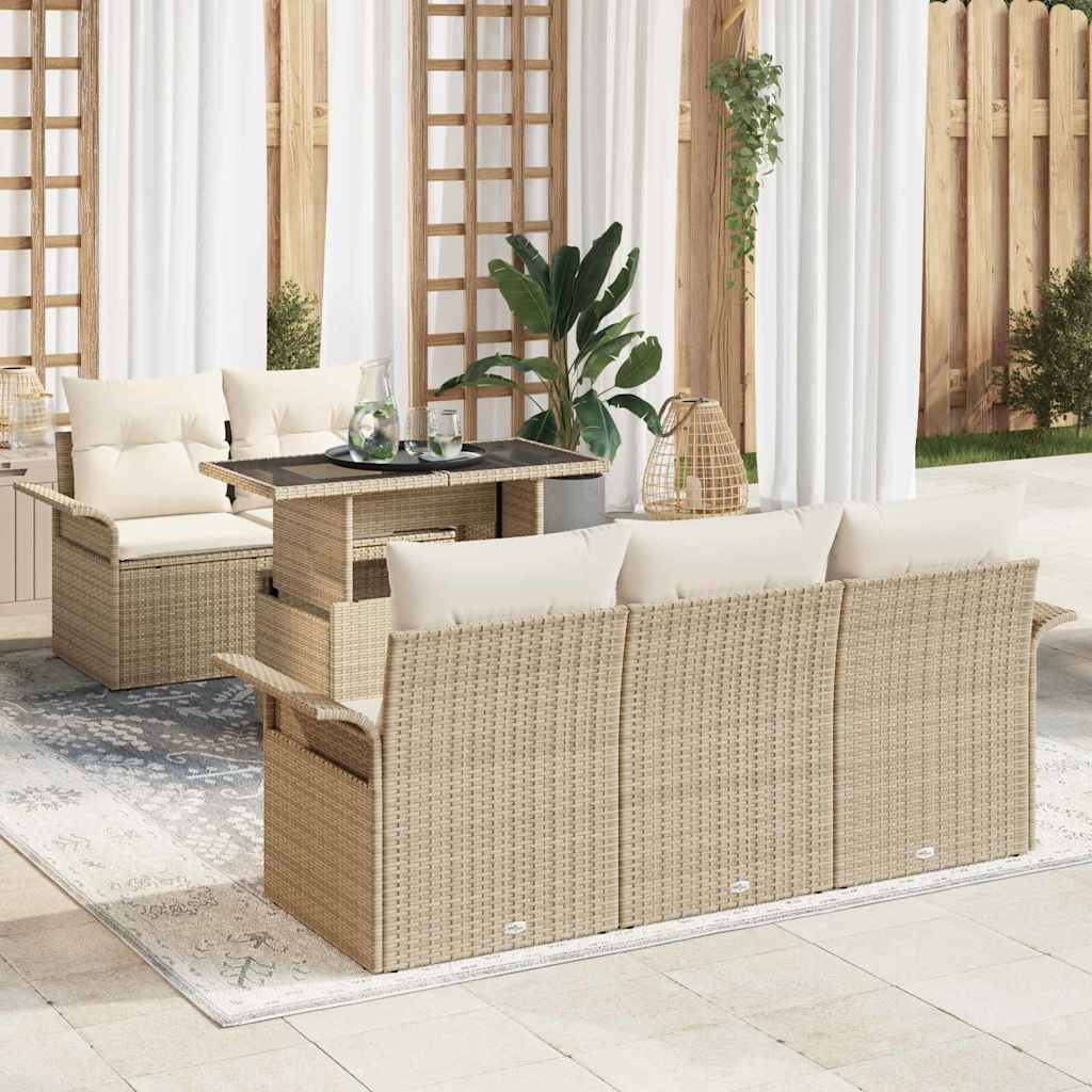Set Divano da Giardino 6 pcs Beige Rattan in Polipropilene