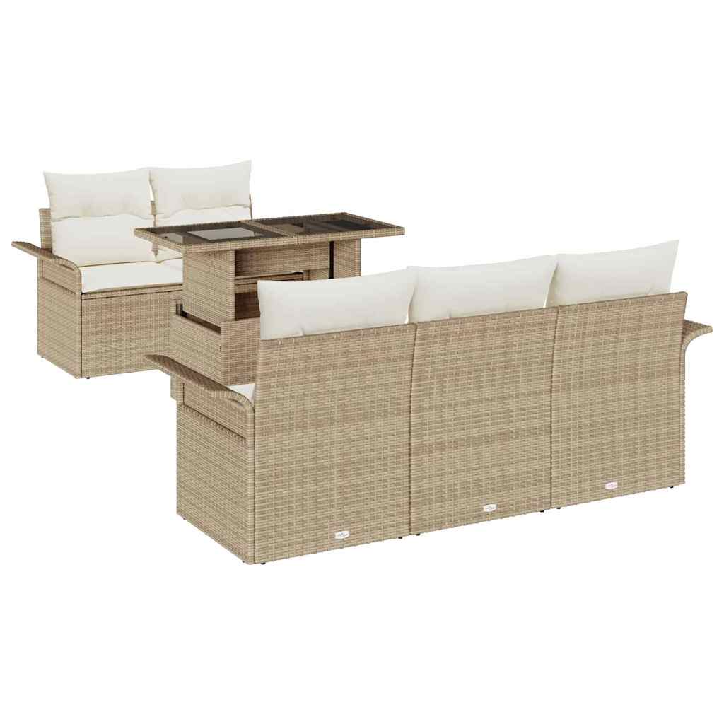 Set Divano da Giardino 6 pcs Beige Rattan in Polipropilene