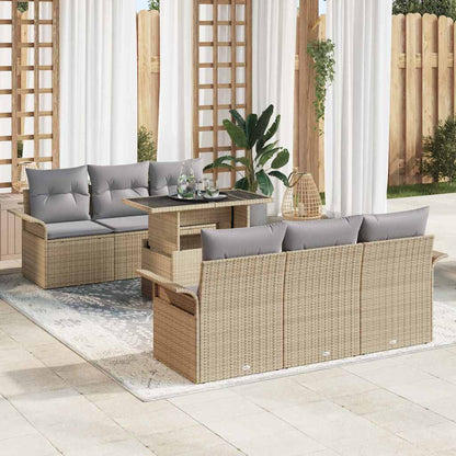 Set Divano da Giardino 7 pcs Beige Rattan in Polipropilene