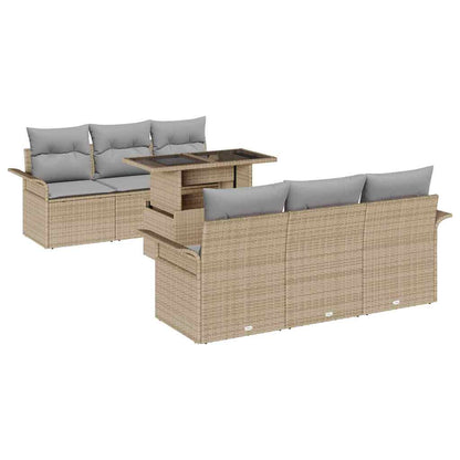 Set Divano da Giardino 7 pcs Beige Rattan in Polipropilene
