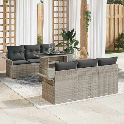 Set Divano da Giardino con cuscino 7 pcs Grigio chiaro