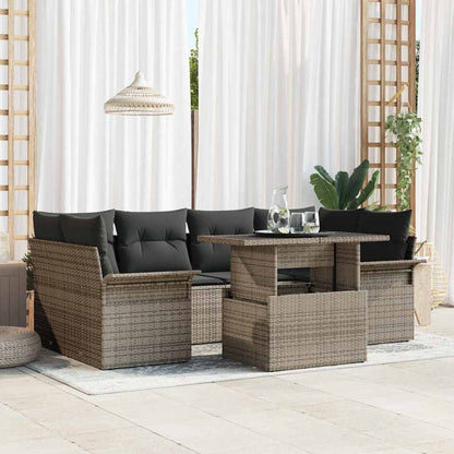 Set Divano da Giardino 7 pcs Grigio Rattan in Polipropilene