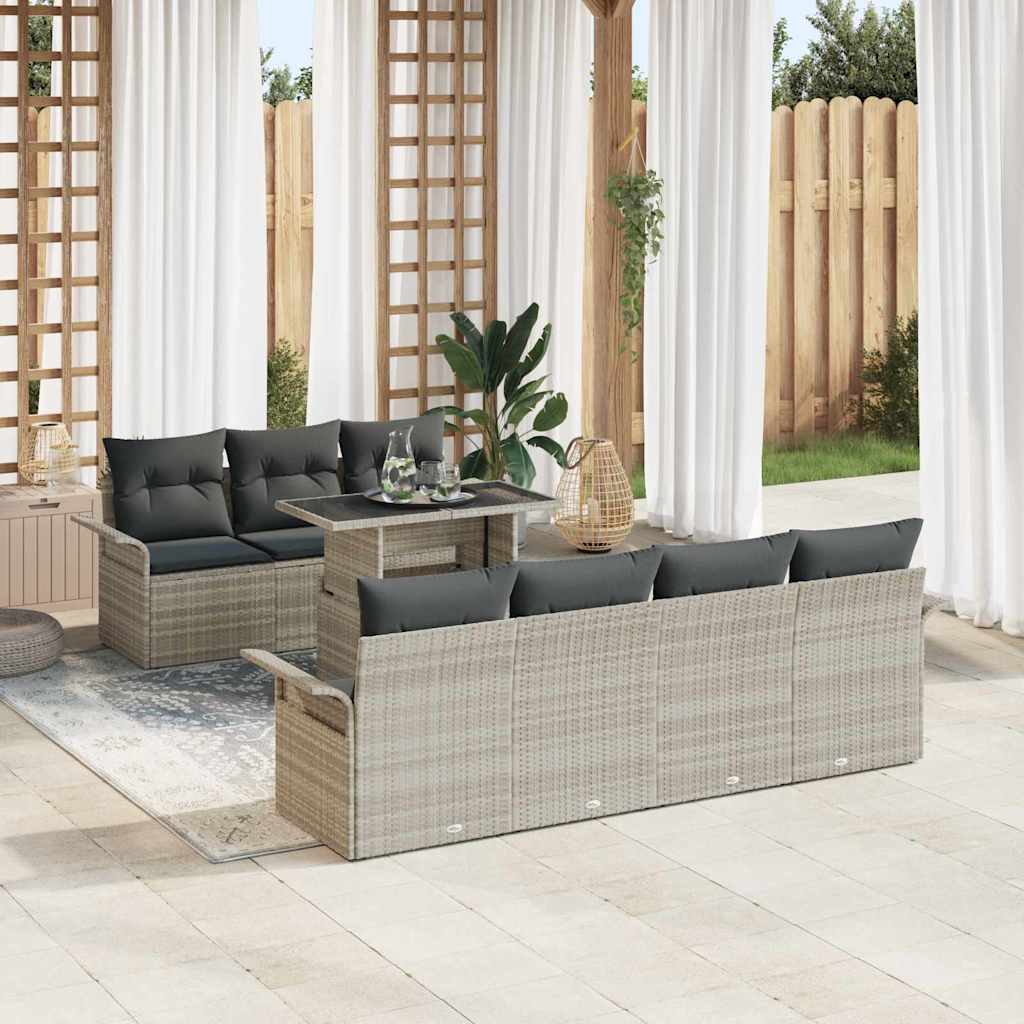 Set Divano da Giardino con cuscino 8 pcs Grigio chiaro