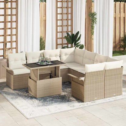 Set Divano da Giardino 9 pcs Beige Rattan in Polipropilene